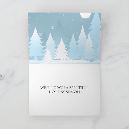 雪の馬のクリスマスを駆け抜ける シーズンカード (内部)