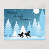 雪の馬のクリスマスを駆け抜ける シーズンポストカード (正面)