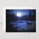 雪の馬のクリスマスポストカードをダッシュイン シーズンポストカード (正面/裏面)