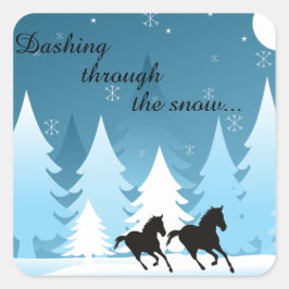 雪の馬の休日のシールをダッシュスルー スクエアシール
