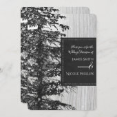雪の高い松の木の森の素朴冬の結婚式 招待状 (正面/裏面)
