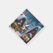 雪の魅力的多いクリスマスの村カスタム スタンダードカクテルナプキン (角)