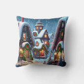 雪の魅力的多いクリスマス村 クッション (裏面)