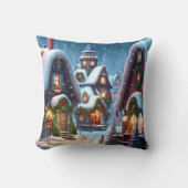 雪の魅力的多いクリスマス村 クッション (正面)