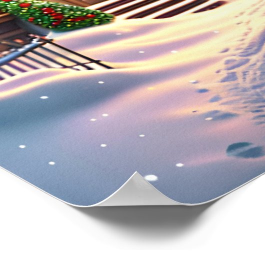 雪の魅力的多いクリスマス村 ポスター (角)