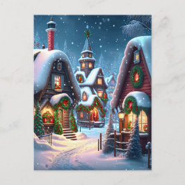 雪の魅力的多いクリスマス村 ポストカード