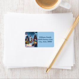 雪の魅力的多いクリスマス村 ラベル