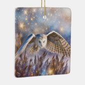 雪の魔法のクリスマスにフクロウ セラミックオーナメント (右)