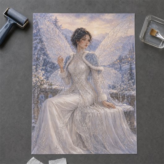 雪の魔法王国の冬の妖精の女王 薄葉紙