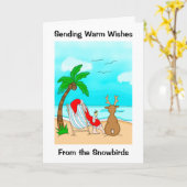 雪の鳥からのあたたかなウィッシュを送ります - クリスマス カード (黄色い花)