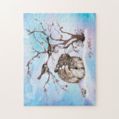 雪の鳥とバニー ジグソーパズル (縦)