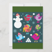 雪の鳥と雪だるまの遊び 招待状 (正面)