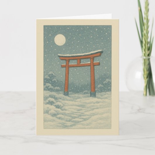 雪の鳥居のクリスマスカード シーズンカード (正面)