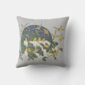 雪の鳥、ホリー、雪 – クリスマス クッション (裏面)