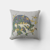 雪の鳥、ホリー、雪 – クリスマス クッション (正面)