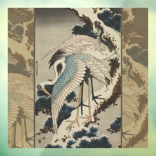 雪の鶴が松の北斎を覆う ウィンドウサイン (シート3)