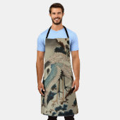 雪の鶴が松の北斎を覆う エプロン (着用した状態)