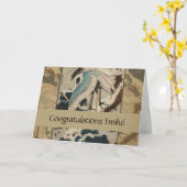 雪の鶴が松の北斎を覆う カード (黄色い花)