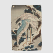 雪の鶴が松の北斎を覆う ゴルフタオル (正面)