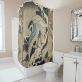 雪の鶴が松の北斎を覆う シャワーカーテン (インサイチュ)