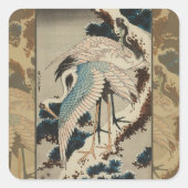 雪の鶴が松の北斎を覆う スクエアシール (正面)