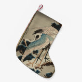 雪の鶴が松の北斎を覆う スモールクリスマスストッキング (正面 (吊り時))