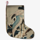 雪の鶴が松の北斎を覆う スモールクリスマスストッキング (正面)