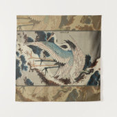 雪の鶴が松の北斎を覆う タペストリー (正面(横))