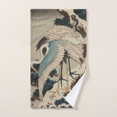 雪の鶴が松の北斎を覆う バスタオルセット (ハンドタオル)