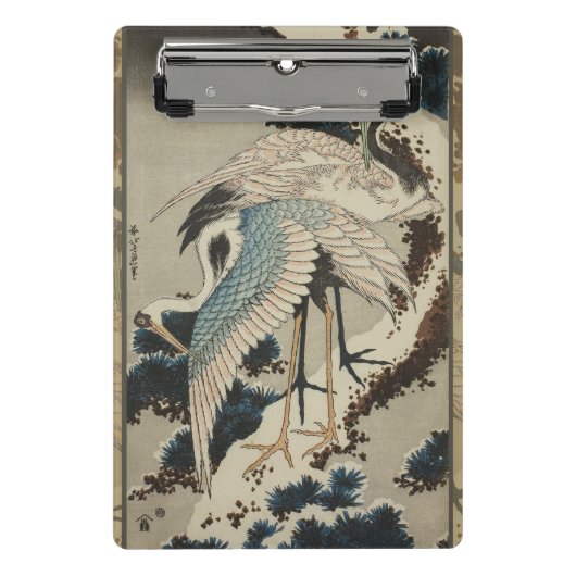 雪の鶴が松の北斎を覆う ミニクリップボード (正面)