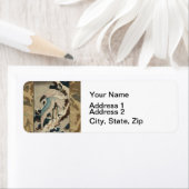 雪の鶴が松の北斎を覆う ラベル (インサイチュ)