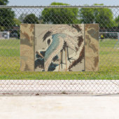 雪の鶴が松の北斎を覆う 横断幕 (インサイチュ)