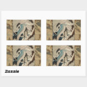 雪の鶴が松の北斎を覆う 長方形シール (シート)