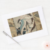 雪の鶴が松の北斎を覆う 長方形シール (封筒)