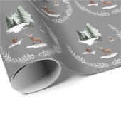 雪の鹿と松 ラッピングペーパー (ロールコーナー)