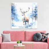 雪の鹿のキャンバスアート キャンバスプリント (インサイチュ (リビング))