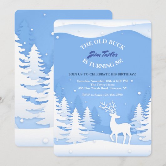 雪の鹿の招待状 招待状 (正面/裏面)