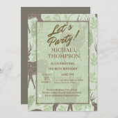 雪の鹿ハンターバースデーパーティーへの招待 招待状 (正面/裏面)