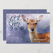 雪の鹿 – クリスマスおめでとう – クリスマスグリーティング シーズンカード (正面/裏面)