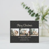 雪の黒いメリークリスマスフォト シーズンカード (スタンド正面)
