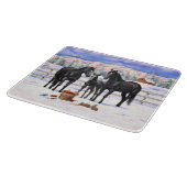 雪の黒い四分の馬 カッティングボード (角)