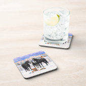 雪の黒い四分の馬 コースター (右側)