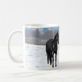 雪の黒い四分の馬 コーヒーマグカップ (左)