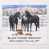 雪の黒い四分の馬 ビールラベル (シングルラベル)
