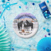 雪の黒い四分の馬 ペーパープレート (パーティー)