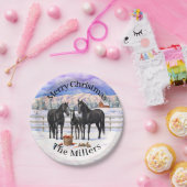 雪の黒い四分の馬 ペーパープレート (パーティー)