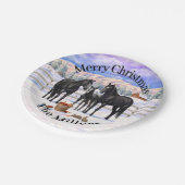 雪の黒い四分の馬 ペーパープレート (アングル)