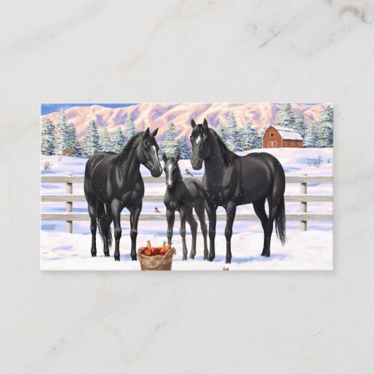 雪の黒い四分の馬 名刺 (正面)