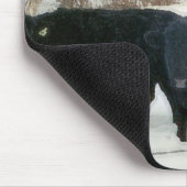 雪の黒い牛 マウスパッド (コーナー)