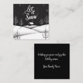 雪の黒と白のミニクリスマスカード ノートカード (正面/裏面)
